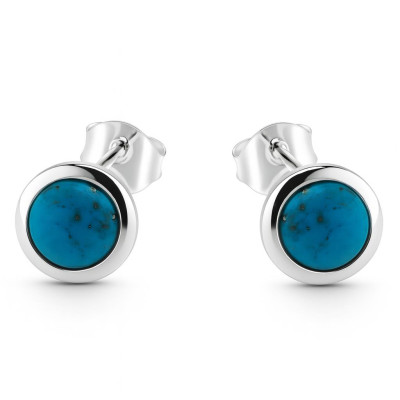 Boucles d'oreilles Argent Turquoise Ronde 7mm
