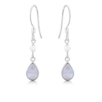 Boucles d'oreilles Calcédoine bleue et Labradorite sur  Argent