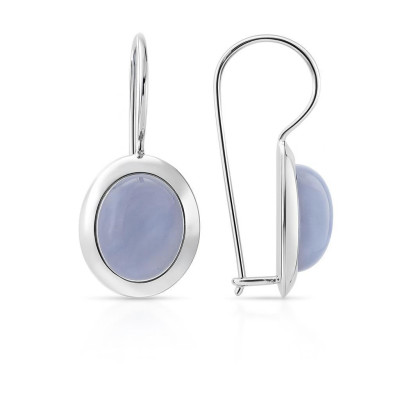 Boucles d'oreilles Calcédoine bleue Ovale 10x8mm Argent 925