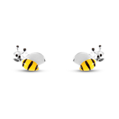 Boucles d'oreilles clou argent rhodié abeille