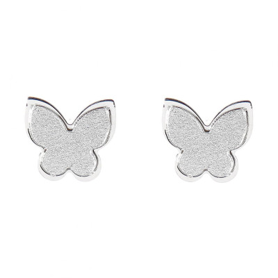 Boucles d'oreilles clou argent rhodié papillon