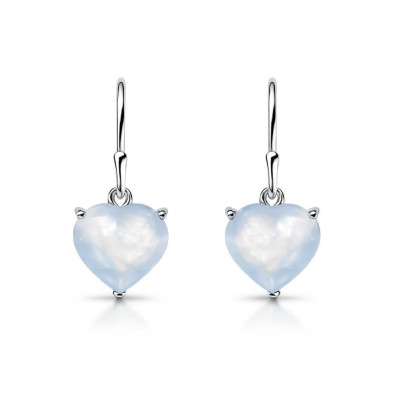 Boucles d'oreilles Coeur Argent 925 et Calcédoine
