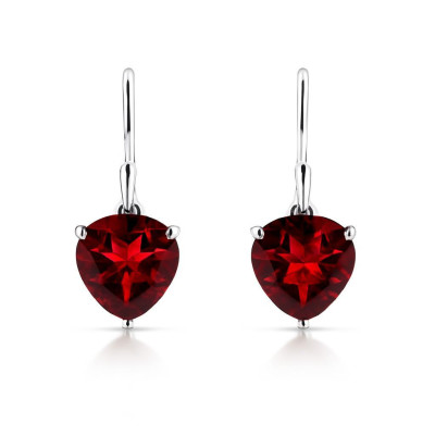Boucles d'oreilles Coeur Argent 925 et Grenat