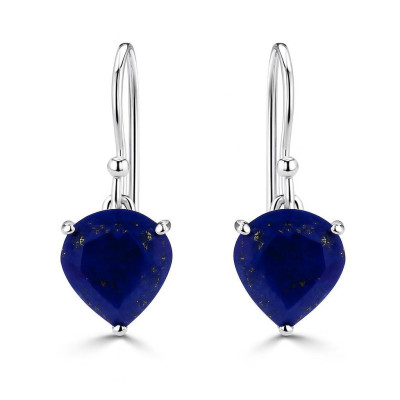 Boucles d'oreilles Coeur Argent 925 et Lapis lazuli