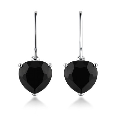 Boucles d'oreilles Coeur Argent 925 et Onyx