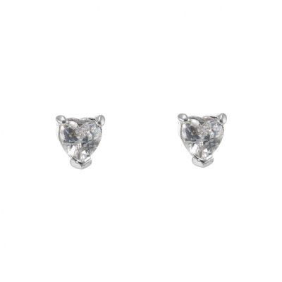 Boucles d'oreilles Coeur Argent 925 Rhodié Oxyde de zirconium