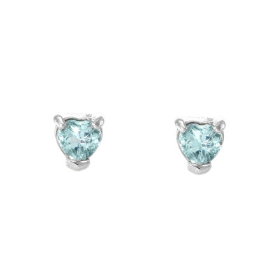 Boucles d'oreilles Coeur Argent 925 Rhodié Topaze bleue traitée