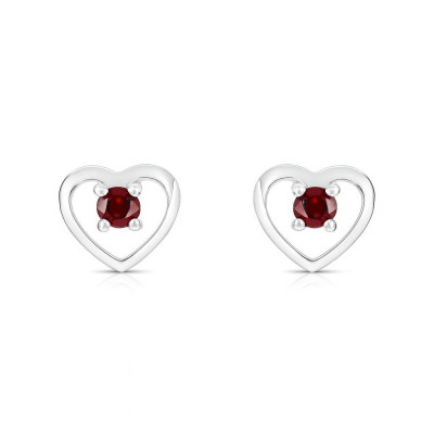 Boucles d'oreilles Coeur Argent Grenat
