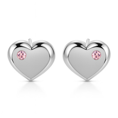 Boucles d'oreilles Coeur Argent  Oxyde de zirconium Rose