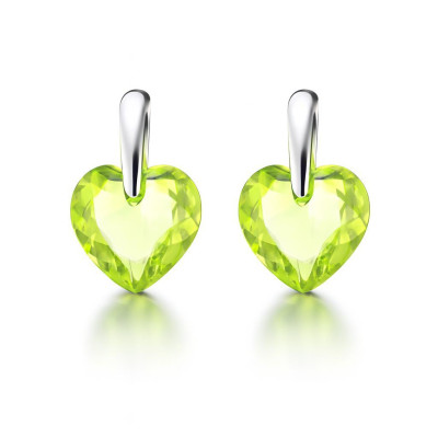 Boucles d'oreilles Coeur Argent Oxyde de zirconium Vert