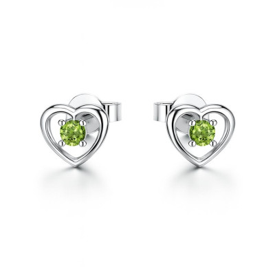 Boucles d'oreilles Coeur Argent Péridot