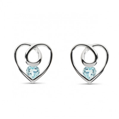 Boucles d'oreilles Coeur Argent  Topaze bleue traitée