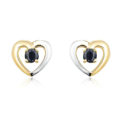 Boucles d'oreilles Coeur  Or 2 tons  Saphir 