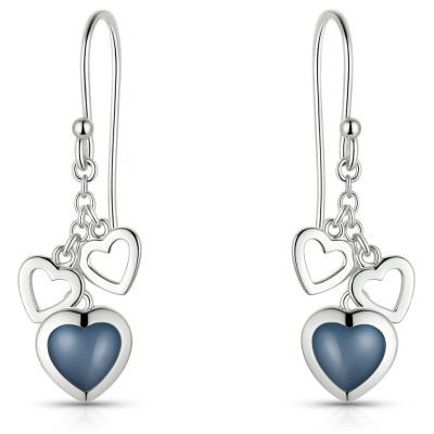 Boucles d'oreilles Coeurs Argent  Nacre Bleue