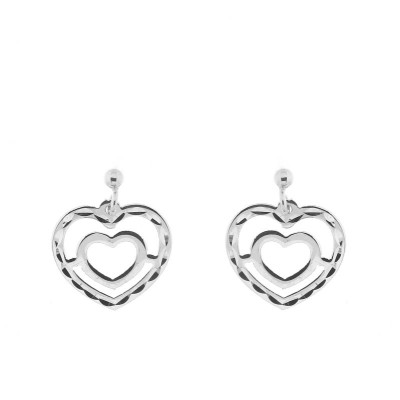 Boucles d'oreilles coeurs en argent 925 rhodié