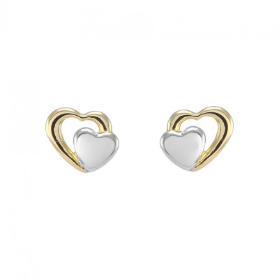 Boucles d'oreilles coeurs Or 375 2 tons