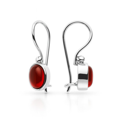 Boucles d'oreilles Cornaline Pendantes Ovale 7x5mm