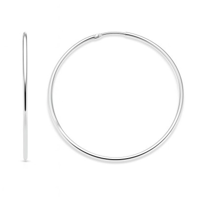 Boucles d'oreilles Créoles 1.5mm x 40mm Or Blanc 750