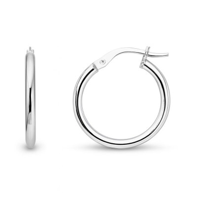 Boucles d'oreilles Créoles 2.4mm x 20mm Or Blanc 375