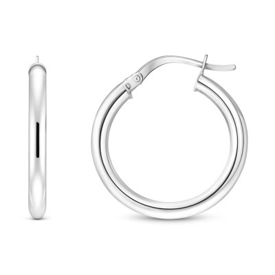 Boucles d'oreilles Créoles 2.6mm x 20mm Or Blanc 375