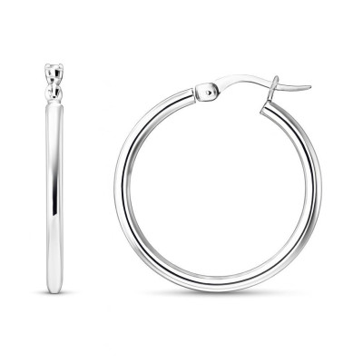 Boucles d'oreilles Créoles 2mm x 25mm Or Blanc 375