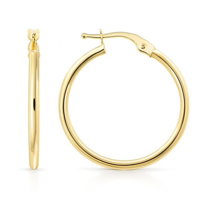 Boucles d'oreilles Créoles  2mm x 25mm  Or Jaune 375