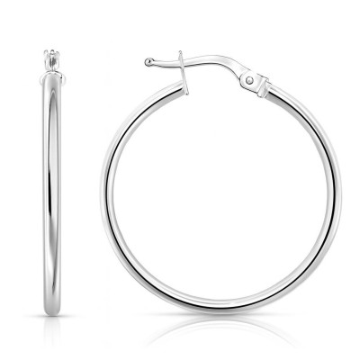 Boucles d'oreilles Créoles 2mm x 30mm Or Blanc 375 