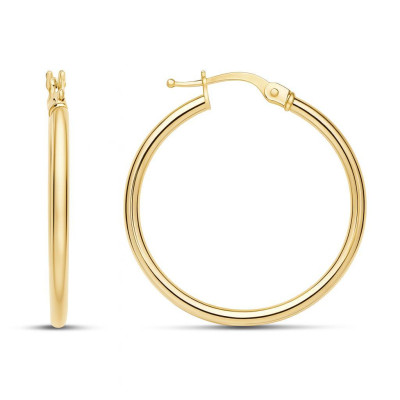 Boucles d'oreilles Créoles 2mm x 30mm Or Jaune 375 