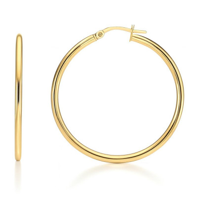 Boucles d'oreilles Créoles 2mm x 35mm Or Jaune 750