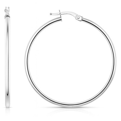 Boucles d'oreilles Créoles 2mm x 40mm Or Blanc 375