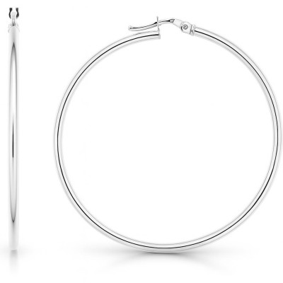 Boucles d'oreilles Créoles 2mm x 50mm Or Blanc 750
