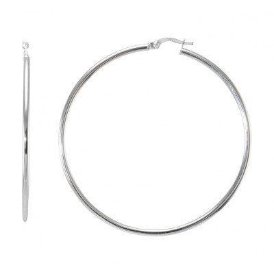Boucles d'oreilles Créoles 2mm x 55mm Or Blanc 375