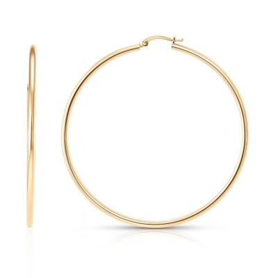 Boucles d'oreilles Créoles 2mm x 55mm Or Jaune 375 