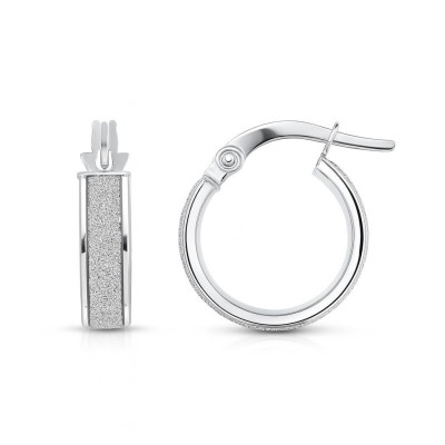 Boucles d'oreilles Créoles  3.6mm x 13mm Or Blanc 375 