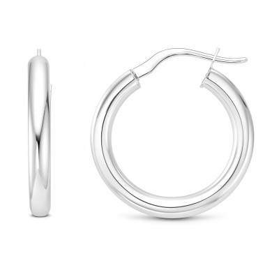Boucles d'oreilles Créoles 3mm x 20mm Or Blanc 375