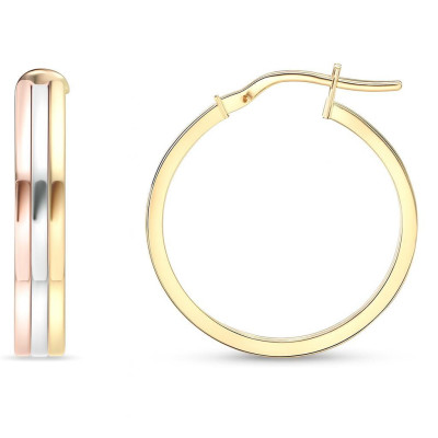 Boucles d'oreilles Créoles 5mm x 25mm 3 Ors 375