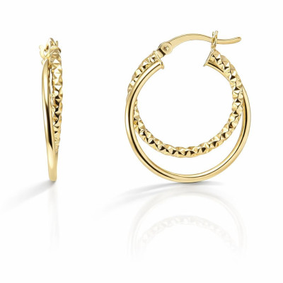 Boucles d'oreilles créoles doubles en Argent 925 doré