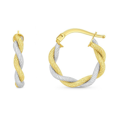 Boucles d'oreilles Créoles Entrelacées 3mm x 18mm 2 Ors 375