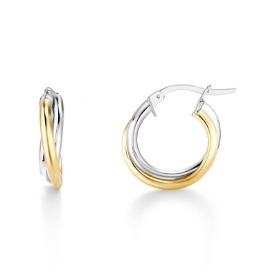 Boucles d'oreilles Créoles Entrelacées 4mm x 16mm 2 Ors 375