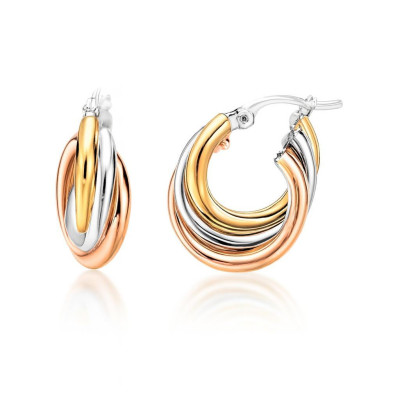 Boucles d'oreilles Créoles Entrelacées 5.8mm x 19mm 3 Ors 375