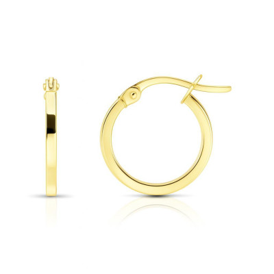 Boucles d'oreilles Créoles Section Carrée 1.5mm x 13 mm Or Jaune 375