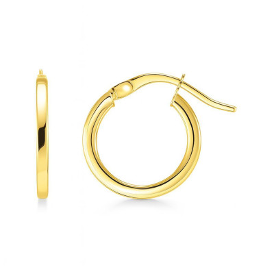 Boucles d'oreilles Créoles Section Carrée 1.8mm x 14mm Or Jaune 375