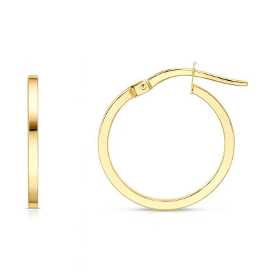 Boucles d'oreilles Créoles Section Carrée 1.8mm x 18mm Or Jaune 375