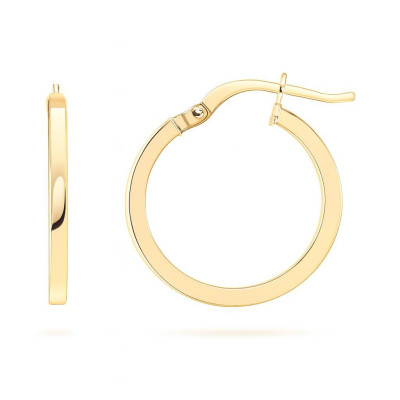 Boucles d'oreilles Créoles Section Carrée 1.8mm x 18mm Or Jaune 375