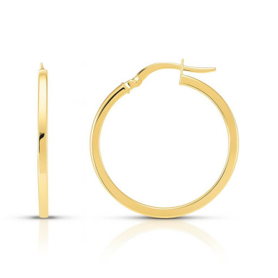Boucles d'oreilles Créoles Section Carrée 1.8mm x 23mm Or Jaune 375