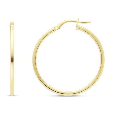 Boucles d'oreilles Créoles Section Carrée 1.8mm x 29mm Or Jaune 375