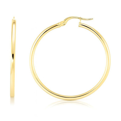 Boucles d'oreilles Créoles Section Carrée 1.8mm x 35mm Or Jaune 375