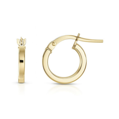 Boucles d'oreilles Créoles Section Carrée 2mm x 14mm Or Jaune 375