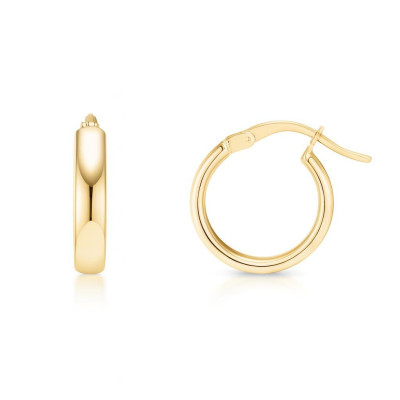 Boucles d'oreilles Créoles Section Ovale 3mm x 14mm Or Jaune 375