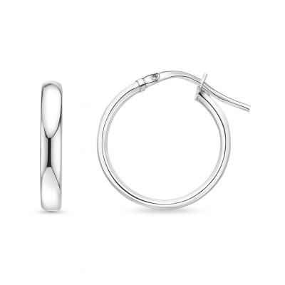 Boucles d'oreilles Créoles Section Ovale 4mm x 20mm Or Blanc 750 